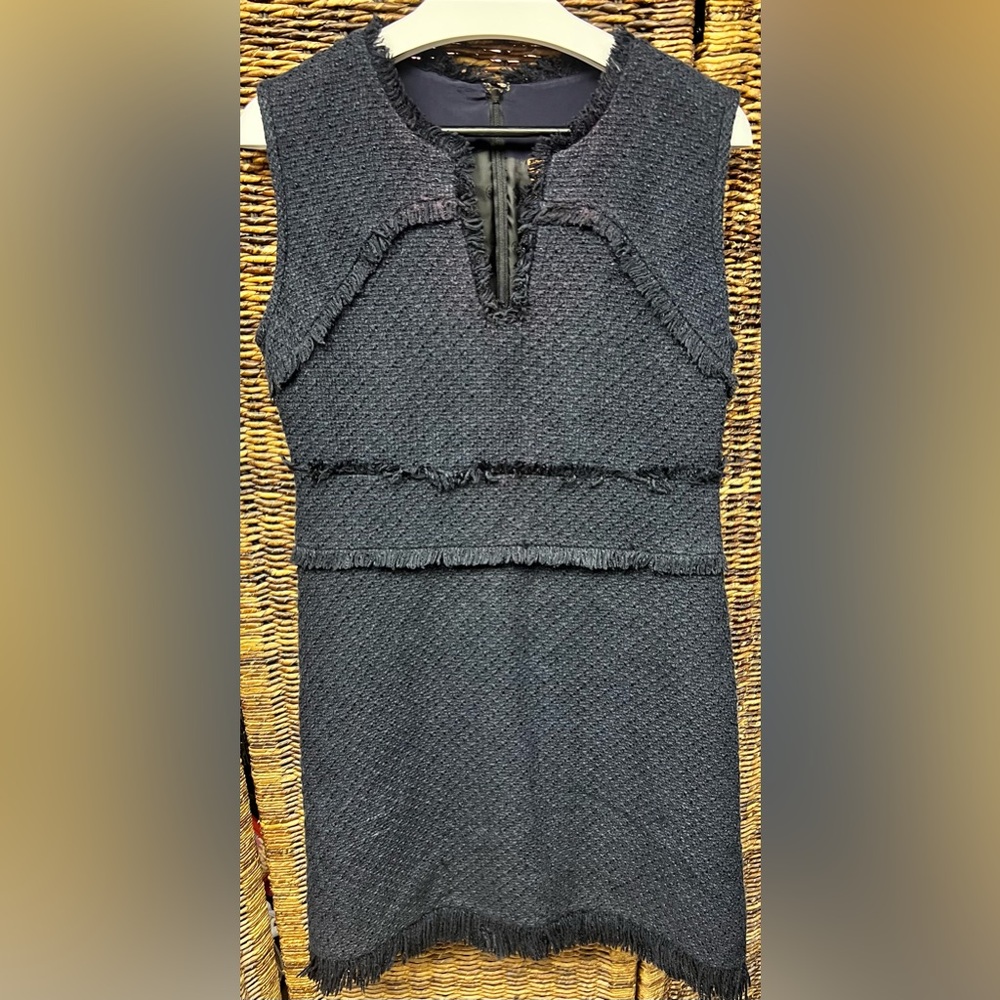 Tory Burch- Elegant Black Sleeveless Dress, Natalia, Size:12, Navy Blue Blend
